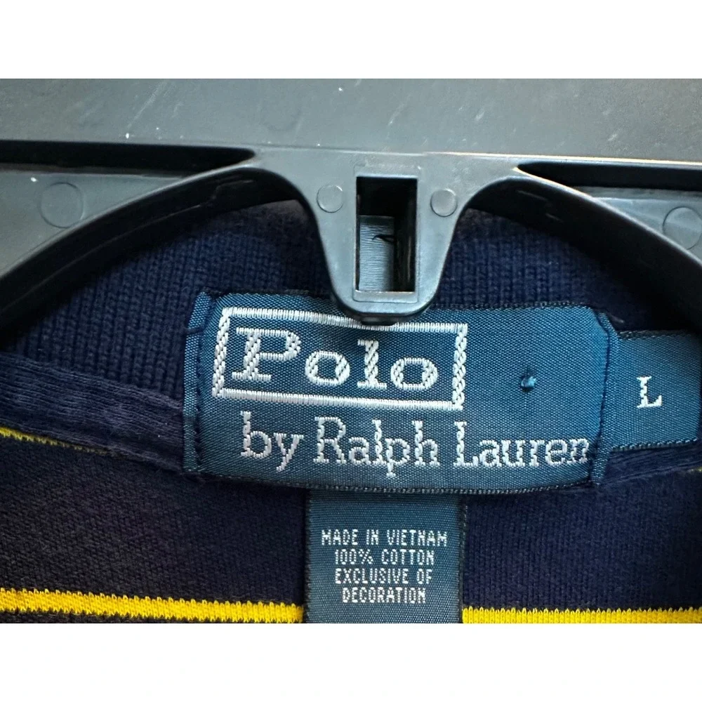 Ralph Lauren Mens Short Sleeve Polo Striped Red Pony Large